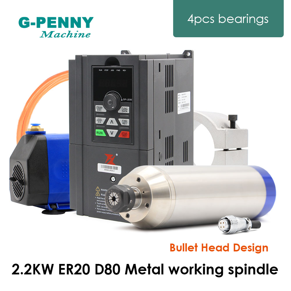 2.2Kw Water Cooled Spindle Kit Vfd - Kit motore mandrino raffreddato ad acqua