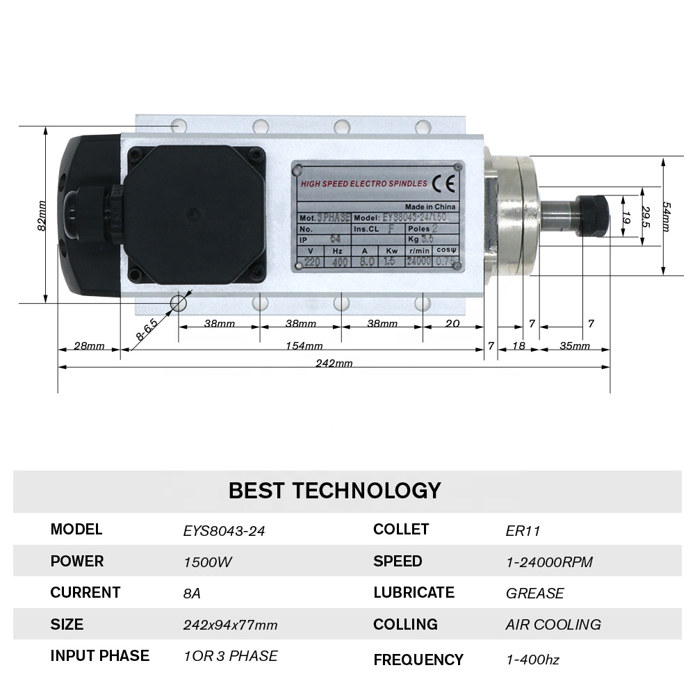 1.5kw Flash raffreddato ad ari - Air Cooled 1.5Kw Spindle Motor Inverter 110V recensione e prezzo